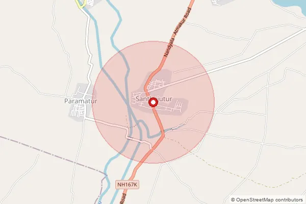 Map showing approximate area covered by Pincode 518513 — Santajutur S.O, Nandyal