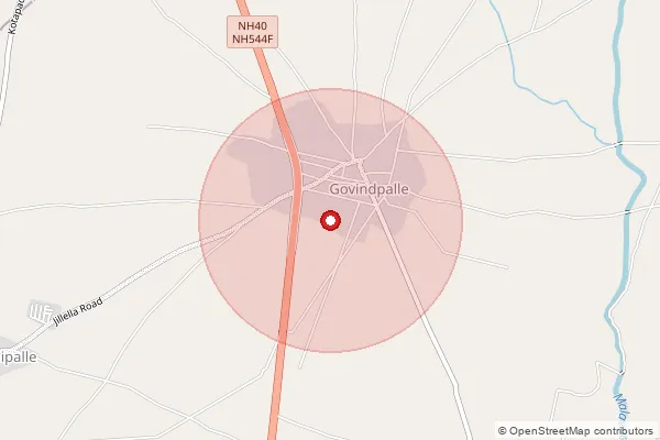Map showing approximate area covered by Pincode 518563 — Deebaguntla B.O, Nandyal