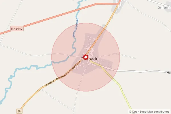 Map showing approximate area covered by Pincode 518674 — Gospadu S.O, Nandyal