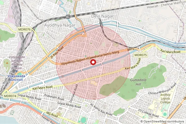 Map showing approximate area covered by Pincode 520003 — Gandhinagaram S.O (Vijayawada), Ntr