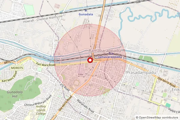 Map showing approximate area covered by Pincode 520007 — Autonagar S.O, Ntr