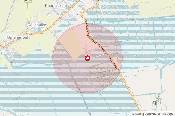 Map showing approximate area covered by Pincode 521004 — Krishna University S.O, Krishna