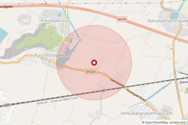 Map showing approximate area covered by Pincode 521101 — Azzampudi B.O, Krishna