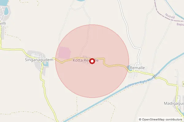 Map showing approximate area covered by Pincode 521110 — Kodurupadu B.O, Krishna