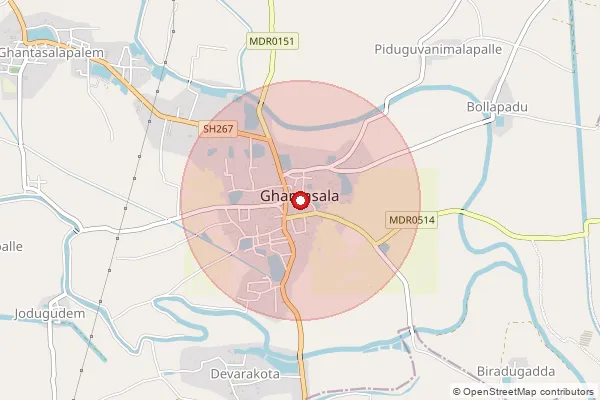 Map showing approximate area covered by Pincode 521133 — Ghantasala S.O, Krishna