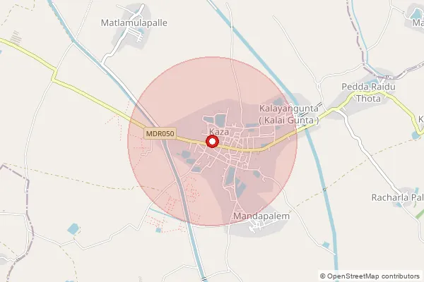 Map showing approximate area covered by Pincode 521150 — Kaja S.O, Krishna