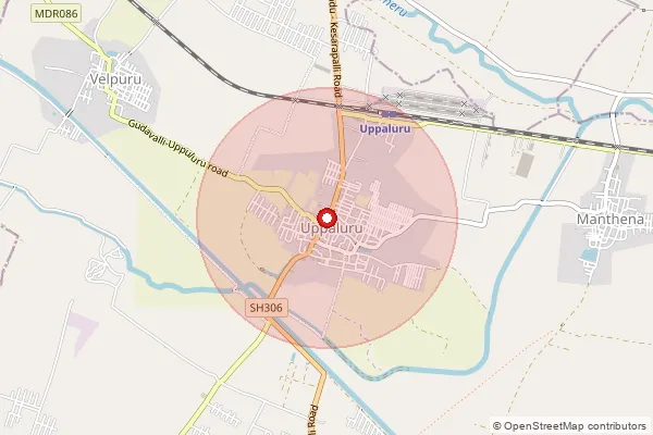 Map showing approximate area covered by Pincode 521151 — Boddapadu B.O, Krishna
