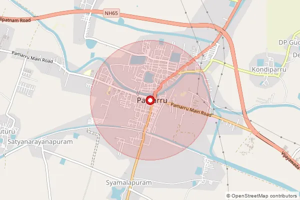 Map showing approximate area covered by Pincode 521157 — Pamarru Bazar S.O, Krishna