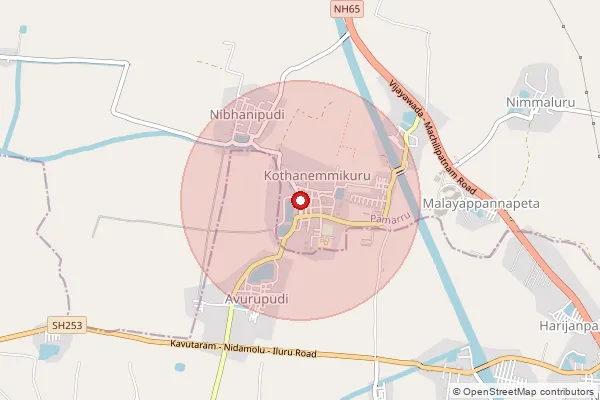 Map showing approximate area covered by Pincode 521158 — Nimmakuru S.O, Krishna