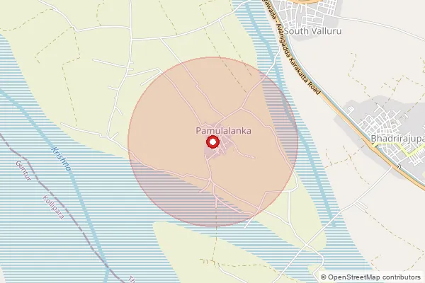 Map showing approximate area covered by Pincode 521163 — Devarapalli B.O, Krishna