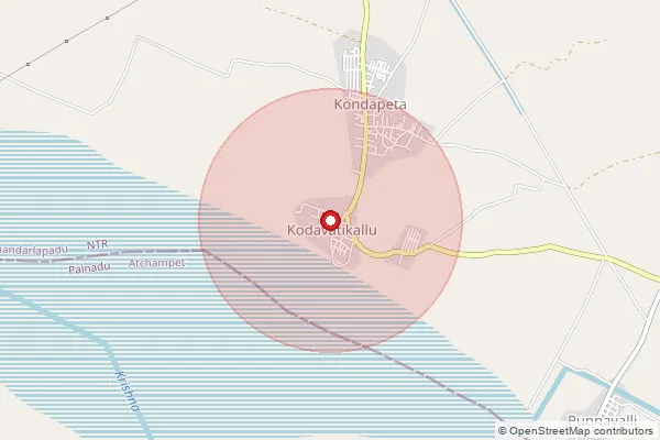 Map showing approximate area covered by Pincode 521182 — Konayapalem B.O, Ntr
