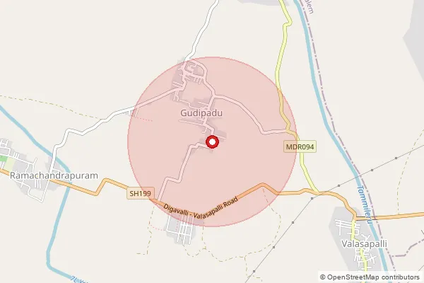 Map showing approximate area covered by Pincode 521213 — Somavaram B.O, Eluru