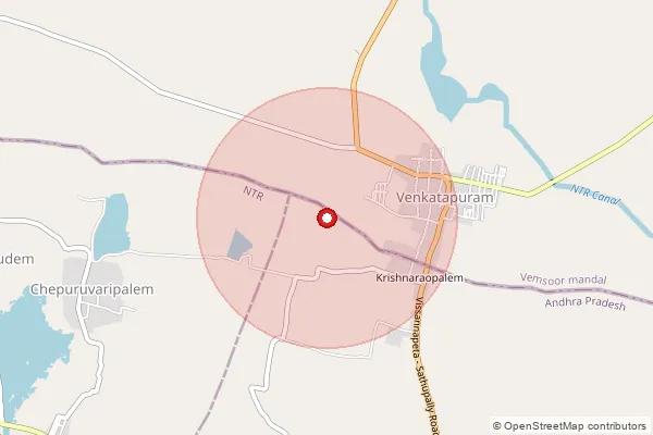 Map showing approximate area covered by Pincode 521214 — Korlamanda B.O, Ntr