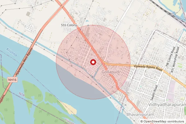 Map showing approximate area covered by Pincode 521225 — Gollapudi S.O, Ntr