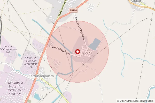 Map showing approximate area covered by Pincode 521228 — Pinapaka B.O, Ntr