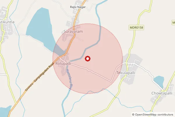 Map showing approximate area covered by Pincode 521235 — Kokilampadu B.O, Krishna