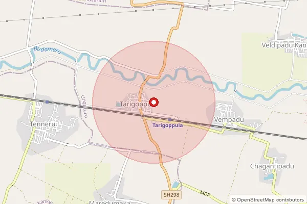 Map showing approximate area covered by Pincode 521260 — Komatigunta Lock B.O, Krishna