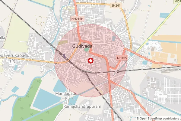 Map showing approximate area covered by Pincode 521301 — Gudivada H.O, Krishna