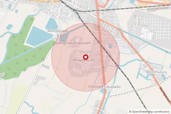 Map showing approximate area covered by Pincode 521322 — Komaravolu B.O, Krishna