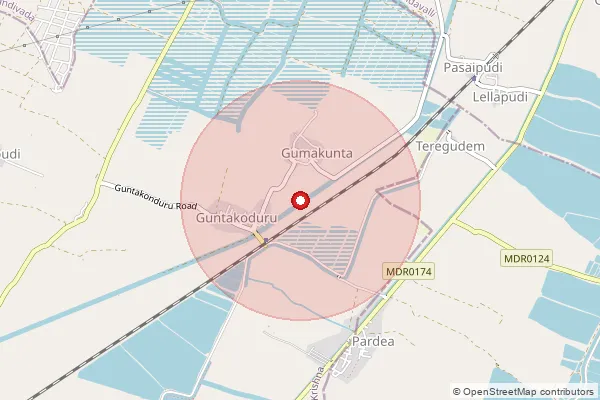 Map showing approximate area covered by Pincode 521323 — Chowtapalli B.O, Krishna