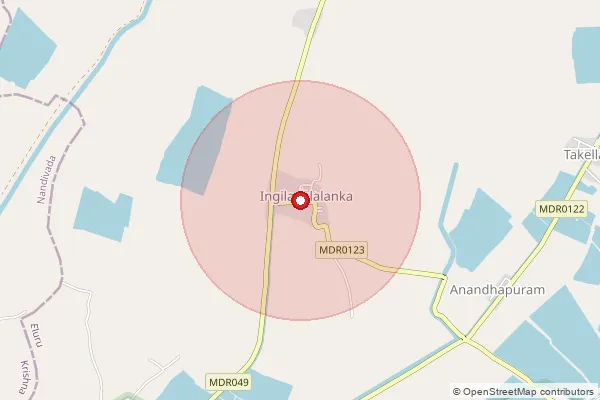 Map showing approximate area covered by Pincode 521326 — Unikili B.O, Eluru