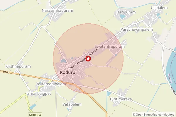 Map showing approximate area covered by Pincode 521328 — Koduru S.O, Krishna