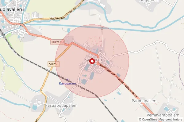 Map showing approximate area covered by Pincode 521331 — Kavutaram S.O, Krishna