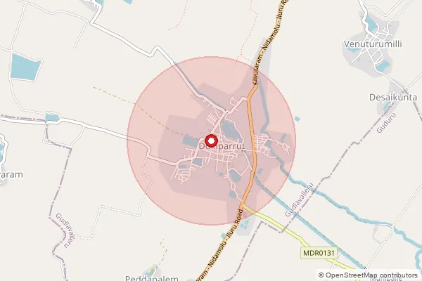 Map showing approximate area covered by Pincode 521332 — Dokiparru S.O, Krishna