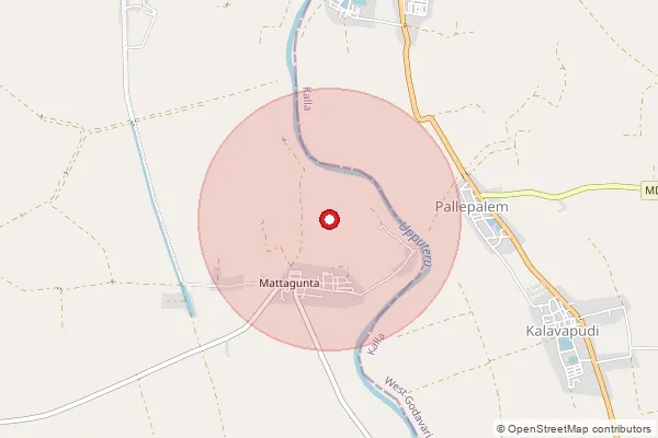 Map showing approximate area covered by Pincode 521344 — Kondangi B.O, Eluru