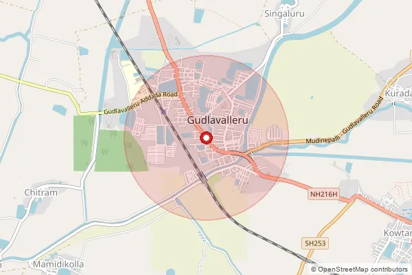 Map showing approximate area covered by Pincode 521356 — Gudlavalleru S.O, Krishna