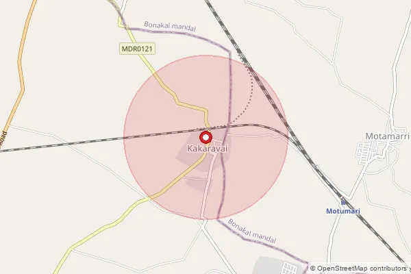 Map showing approximate area covered by Pincode 521402 — Kakaravai B.O, Ntr
