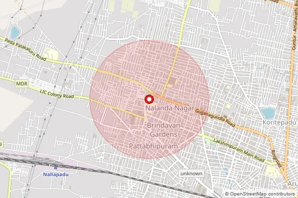 Map showing approximate area covered by Pincode 522006 — S.V.N.Colony(Guntur) S.O, Guntur