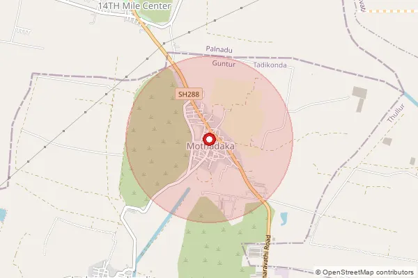 Map showing approximate area covered by Pincode 522016 — Nevalikallu B.O, Palnadu