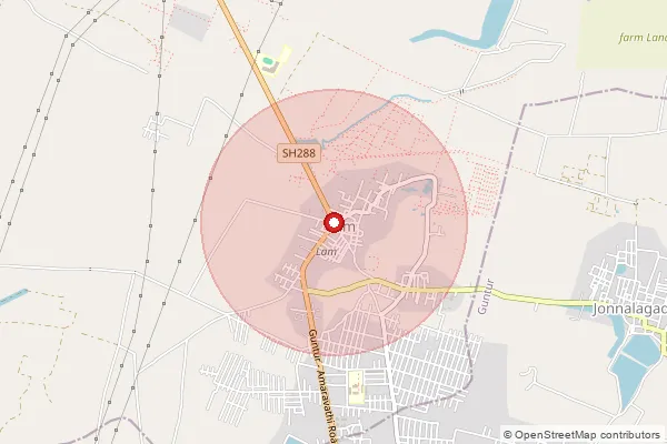 Map showing approximate area covered by Pincode 522034 — Industrial Estate S.O (Guntur), Guntur