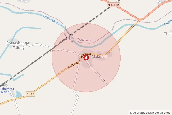 Map showing approximate area covered by Pincode 522102 — Muthayapalem B.O, Bapatla