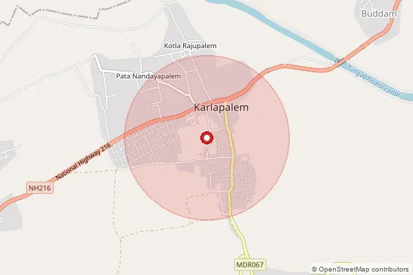 Map showing approximate area covered by Pincode 522111 — Karlapalem S.O, Bapatla