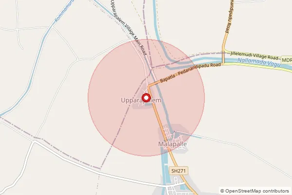 Map showing approximate area covered by Pincode 522113 — Cheruvu S.O, Bapatla