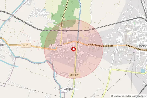 Map showing approximate area covered by Pincode 522211 — Angalakudur S.O, Guntur