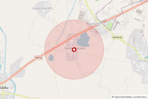 Map showing approximate area covered by Pincode 522233 — Jaggapuram B.O, Palnadu