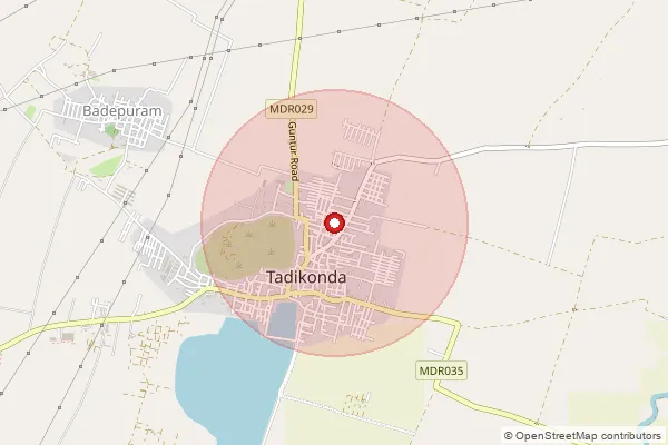 Map showing approximate area covered by Pincode 522236 — Nekkallu B.O, Guntur