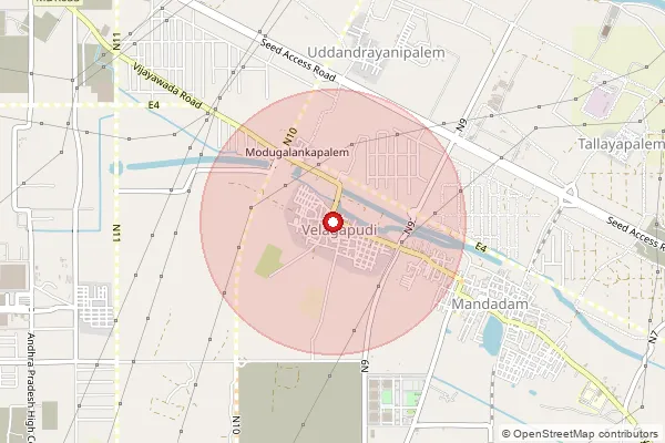 Map showing approximate area covered by Pincode 522238 — A.P.Secretariat S.O, Guntur