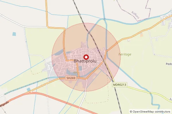 Map showing approximate area covered by Pincode 522256 — Bhattiprolu S.O, Bapatla