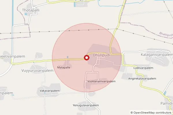 Map showing approximate area covered by Pincode 522258 — Dhulipudi S.O, Bapatla