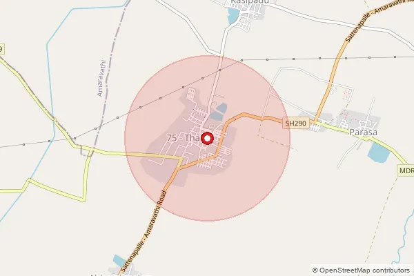 Map showing approximate area covered by Pincode 522259 — Kanagala S.O (Guntur), Bapatla