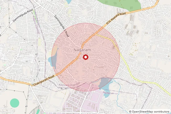 Map showing approximate area covered by Pincode 522268 — Nagaram S.O (Guntur), Bapatla