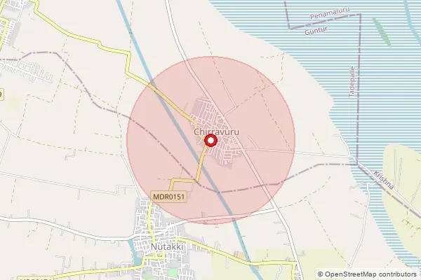 Map showing approximate area covered by Pincode 522303 — Nutakki S.O, Guntur