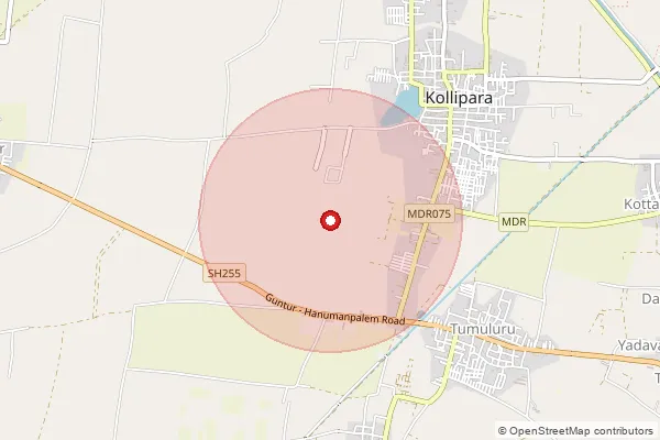 Map showing approximate area covered by Pincode 522304 — Kollipara S.O, Guntur