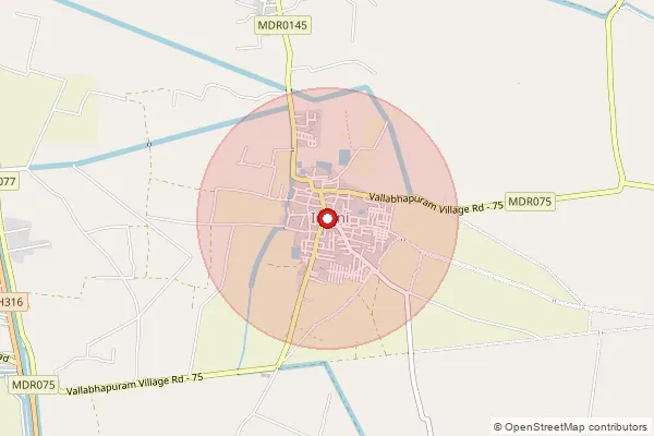 Map showing approximate area covered by Pincode 522308 — Emani S.O, Guntur
