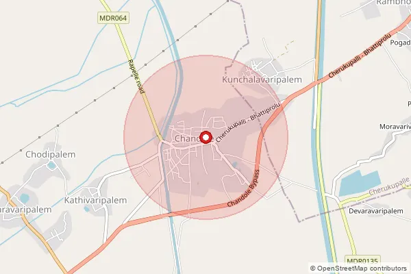 Map showing approximate area covered by Pincode 522311 — Chandole S.O, Bapatla