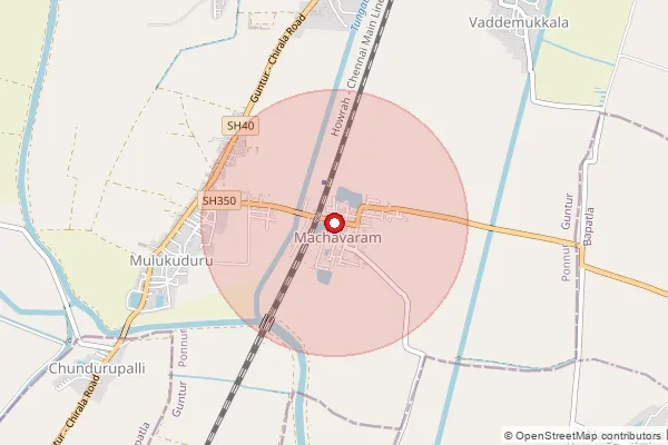 Map showing approximate area covered by Pincode 522315 — Machavaram S.O (Tenali), Guntur